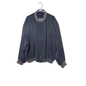 Bugatchi Uomo Mens Zip Up Bomber Style Jacket 100% Silk Streetwear